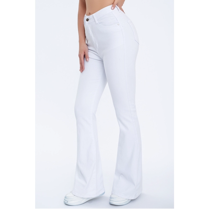 PANTALON JEANS MUJER FLARE TIRO ALTO ELASTICADO TENDENCIA MODA 3010 - 2