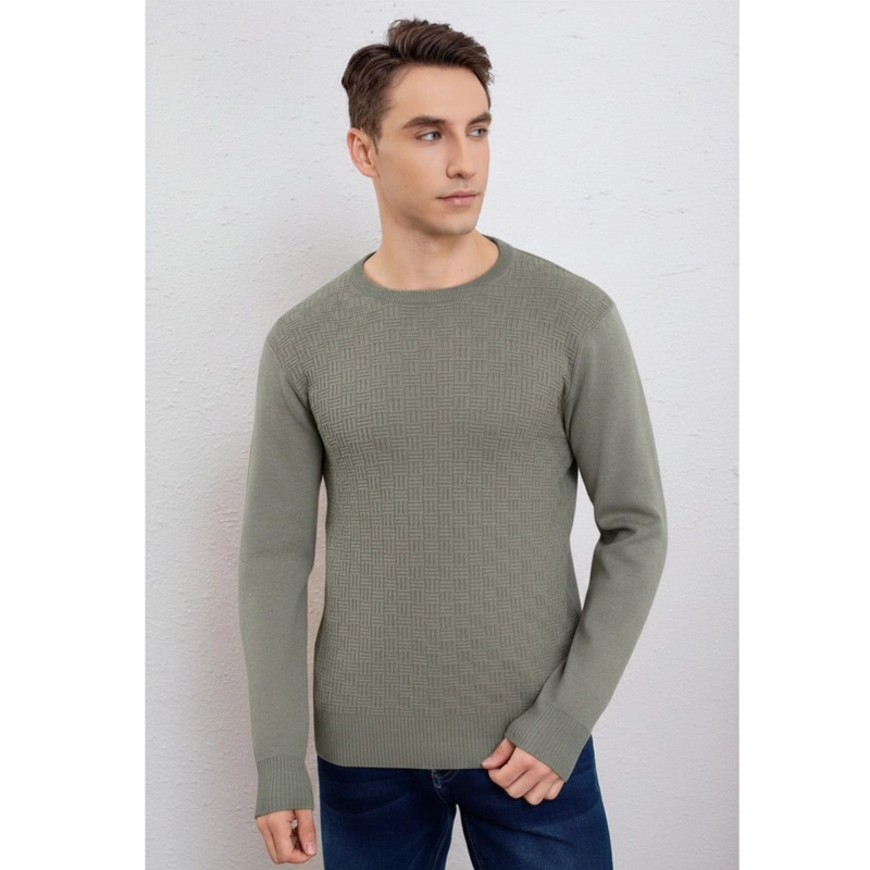SWEATER HOMBRE ALGODON TEJIDO HILO CUELLO REDONDO TEXTURIZADO 7256 - 2