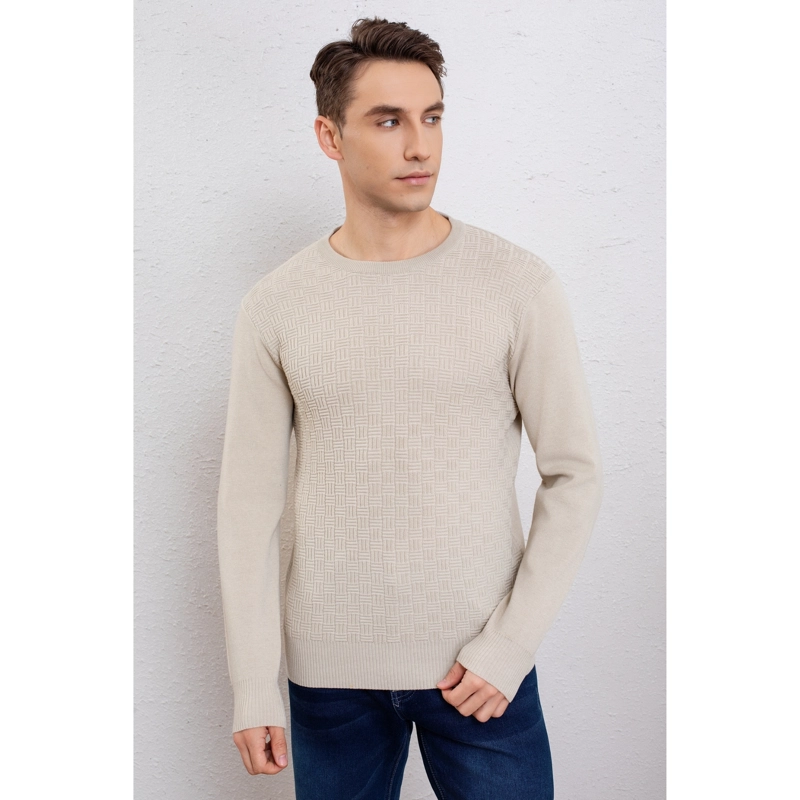 SWEATER HOMBRE ALGODON TEJIDO HILO CUELLO REDONDO TEXTURIZADO 7256 - 2