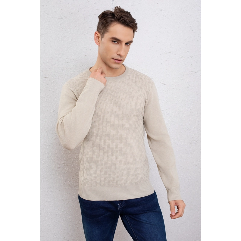 SWEATER HOMBRE ALGODON TEJIDO HILO CUELLO REDONDO TEXTURIZADO 7256 - 3