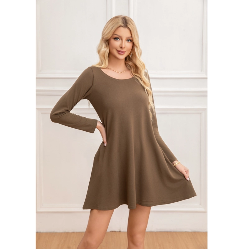 MINI VESTIDO CORTO MUJER MANGA LARGA CASUAL CUELLO REDONDO 2003 - 2