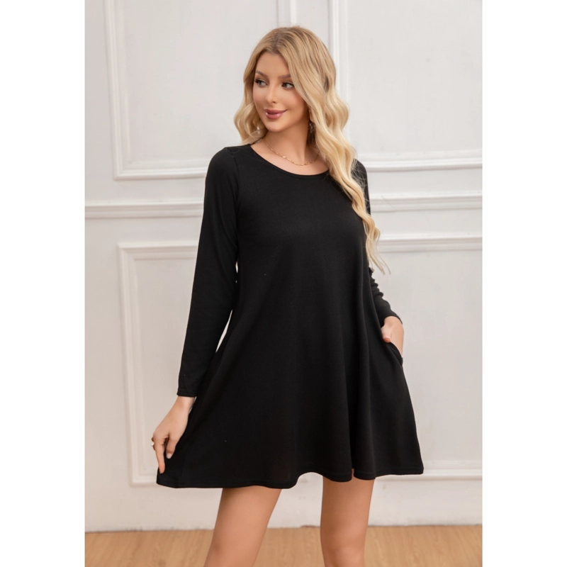 MINI VESTIDO CORTO MUJER MANGA LARGA CASUAL CUELLO REDONDO 2003 - 3