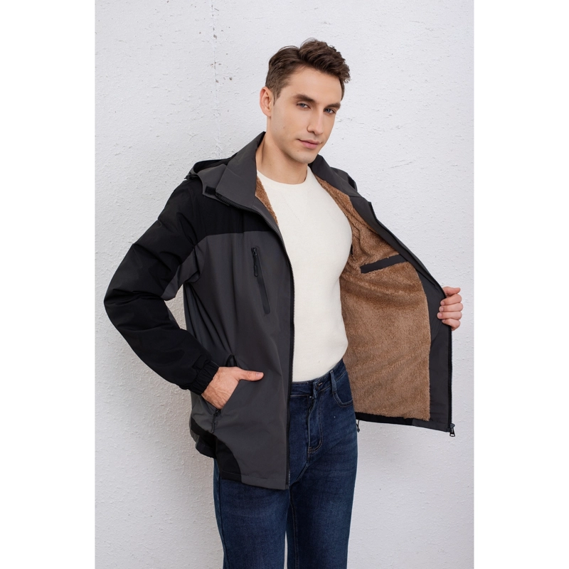 CHAQUETA IMPERMEABLE HOMBRE FORRO INTERIOR PIEL CAPUCHA CON CIERRE 0013 - 2