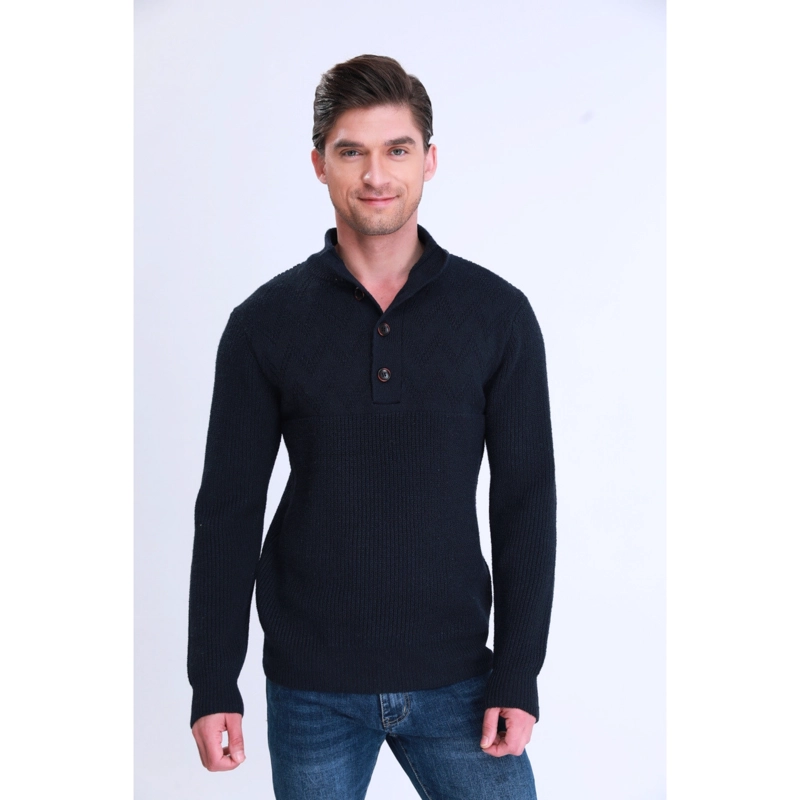 SWEATER CHALECO GRUESO HOMBRE BOTONES CUELLO SUBIDO OTOÑO INVIERNO 7158 - 1