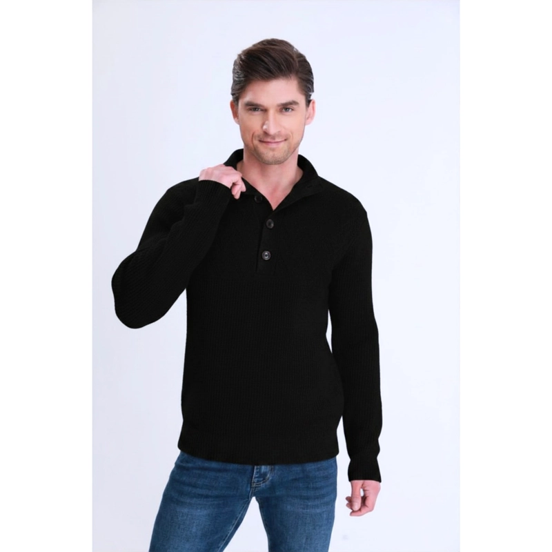SWEATER CHALECO GRUESO HOMBRE BOTONES CUELLO SUBIDO OTOÑO INVIERNO 7158 - 1