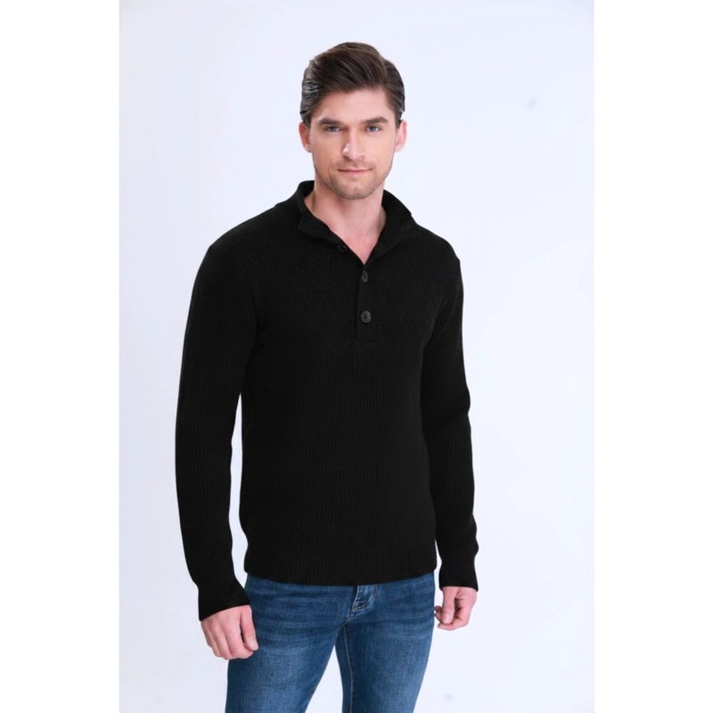 SWEATER CHALECO GRUESO HOMBRE BOTONES CUELLO SUBIDO OTOÑO INVIERNO 7158 - 2