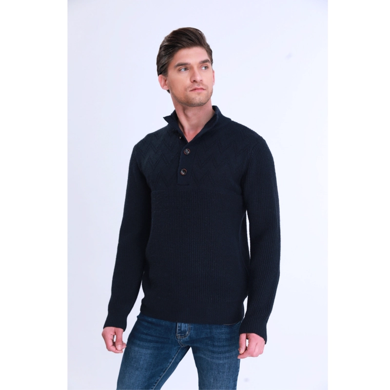 SWEATER CHALECO GRUESO HOMBRE BOTONES CUELLO SUBIDO OTOÑO INVIERNO 7158 - 3