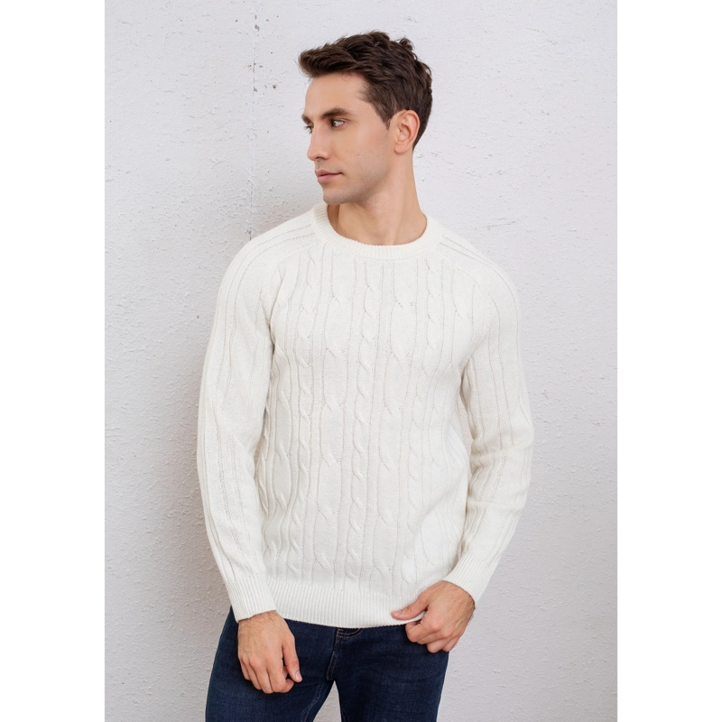 SWEATER HOMBRE ALGODON TEJIDO HILO CUELLO REDONDO TRENZADO 7261 - 1