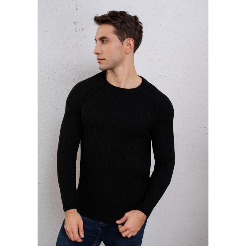 SWEATER HOMBRE ALGODON TEJIDO HILO CUELLO REDONDO TRENZADO 7261 - 1