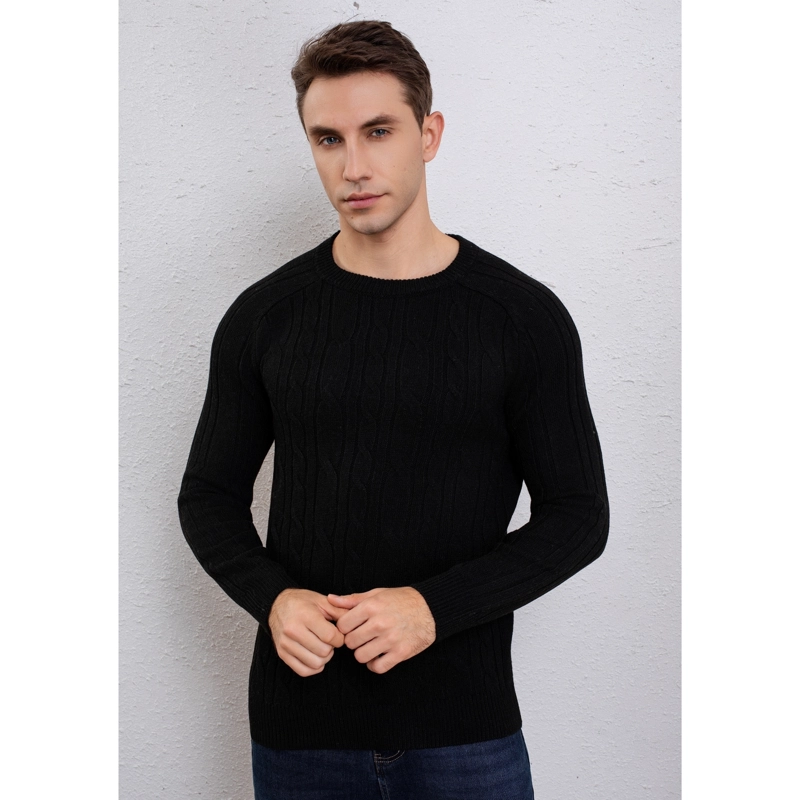 SWEATER HOMBRE ALGODON TEJIDO HILO CUELLO REDONDO TRENZADO 7261 - 3