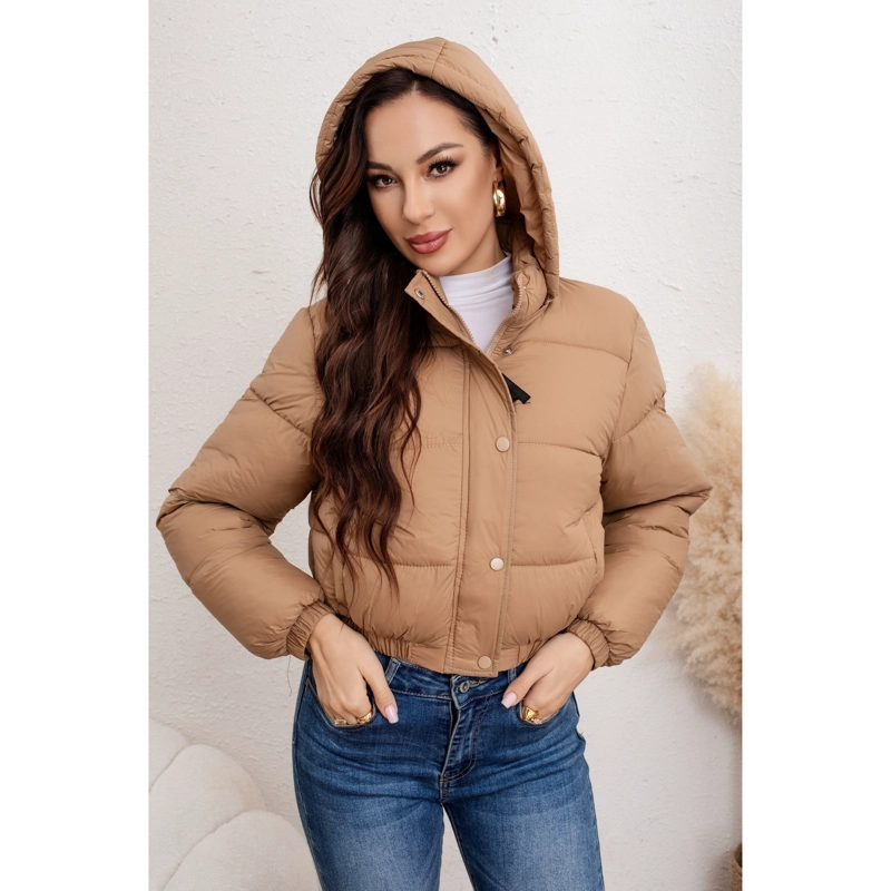 PARKA CORTA CHAQUETA MUJER PUFFA ACOLCHADA GRUESA CON GORRO 0018 - 2