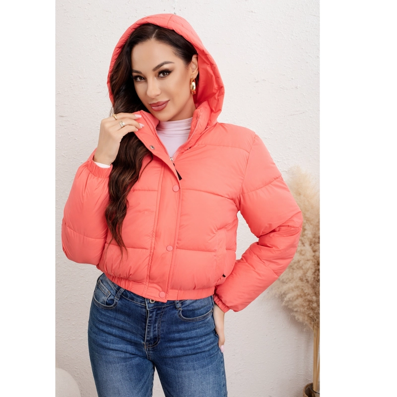 PARKA CORTA CHAQUETA MUJER PUFFA ACOLCHADA GRUESA CON GORRO 0018 - 3