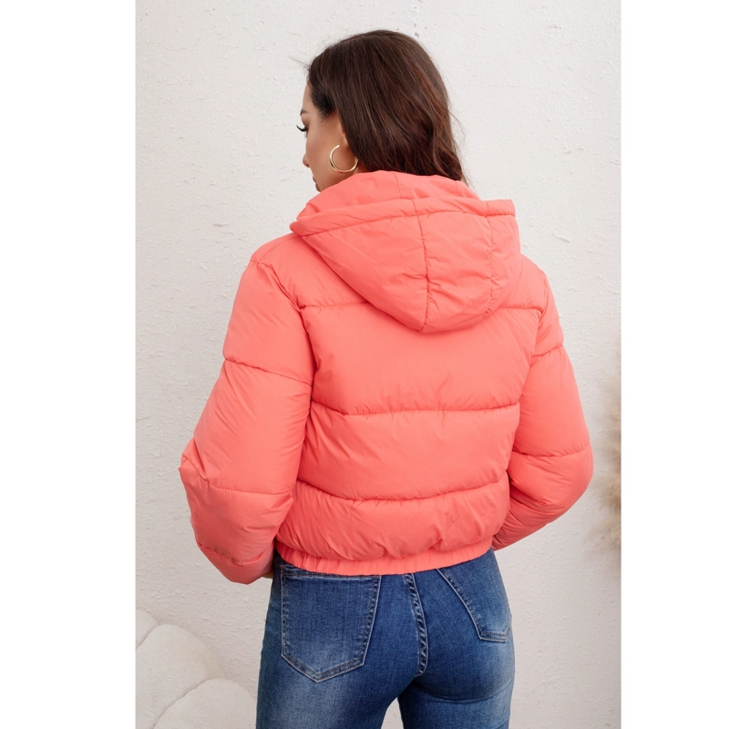 PARKA CORTA CHAQUETA MUJER PUFFA ACOLCHADA GRUESA CON GORRO 0018 - 4