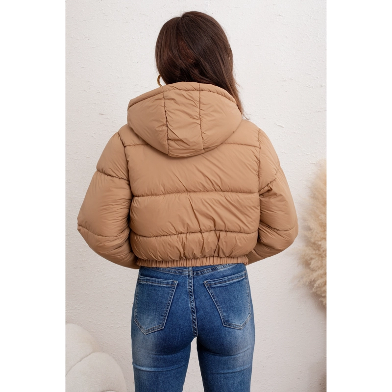 PARKA CORTA CHAQUETA MUJER PUFFA ACOLCHADA GRUESA CON GORRO 0018 - 4