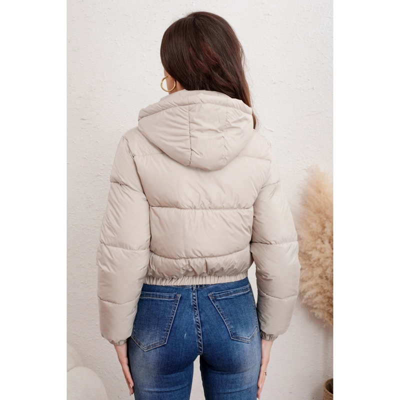 PARKA CORTA CHAQUETA MUJER PUFFA ACOLCHADA GRUESA CON GORRO 0018 - 4