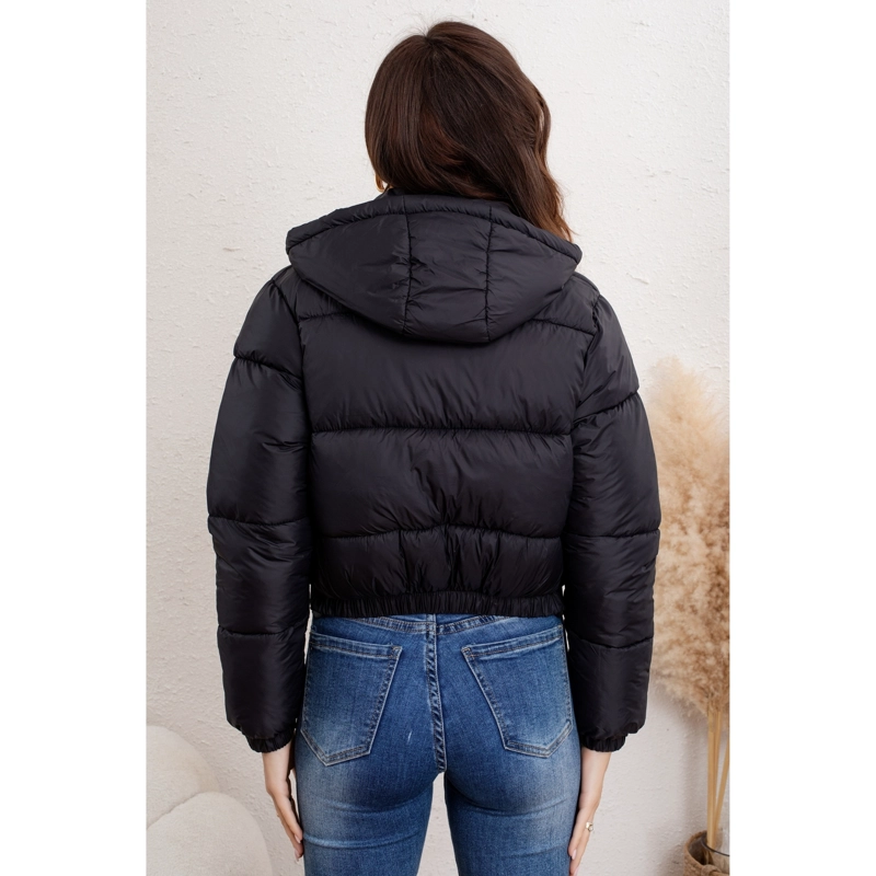 PARKA CORTA CHAQUETA MUJER PUFFA ACOLCHADA GRUESA CON GORRO 0018 - 4