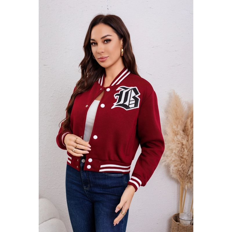 CHAQUETA UNIVERSITARIA CORTA MUJER GRUESA FORRO PIEL BOLSILLOS 7626 - 3