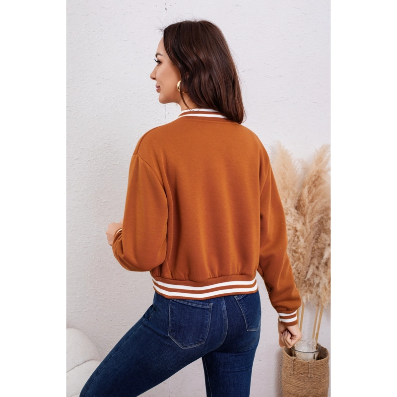 CHAQUETA UNIVERSITARIA CORTA MUJER GRUESA FORRO PIEL BOLSILLOS 7626 - 4