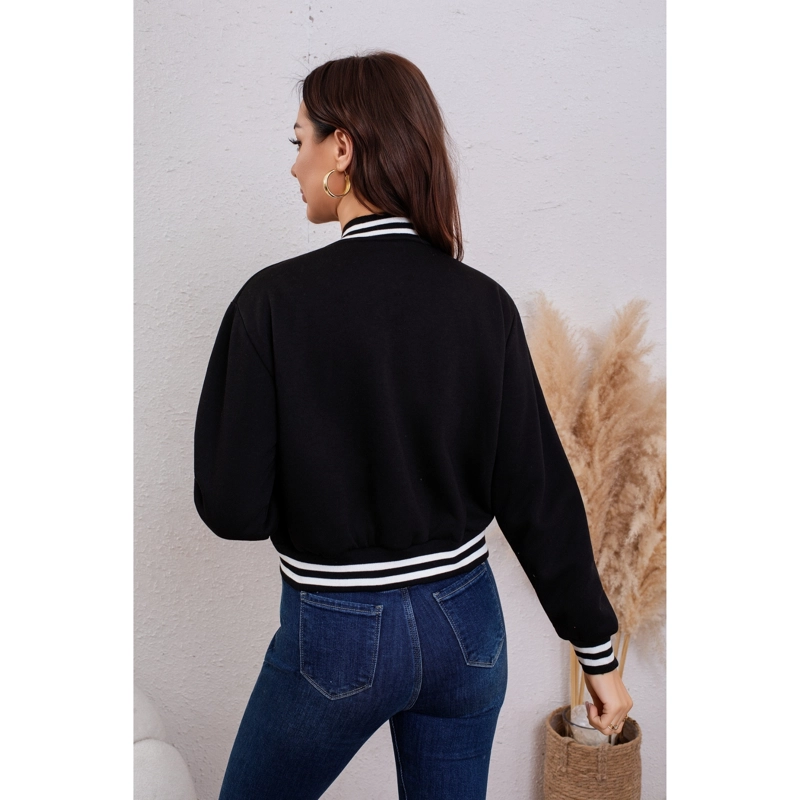 CHAQUETA UNIVERSITARIA CORTA MUJER GRUESA FORRO PIEL BOLSILLOS 7626 - 4
