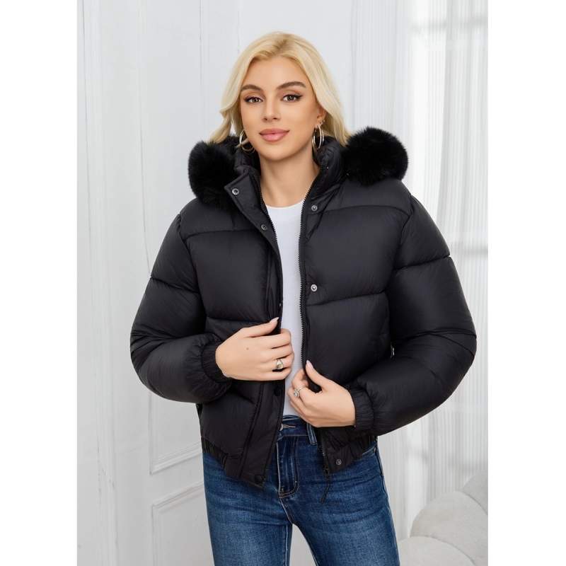 PARKA CHAQUETA MUJER PUFFA ACOLCHADA GRUESA GORRO PELOS 0019 - 1