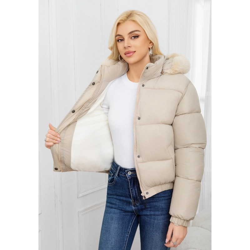 PARKA CHAQUETA MUJER PUFFA ACOLCHADA GRUESA GORRO PELOS 0019 - 3