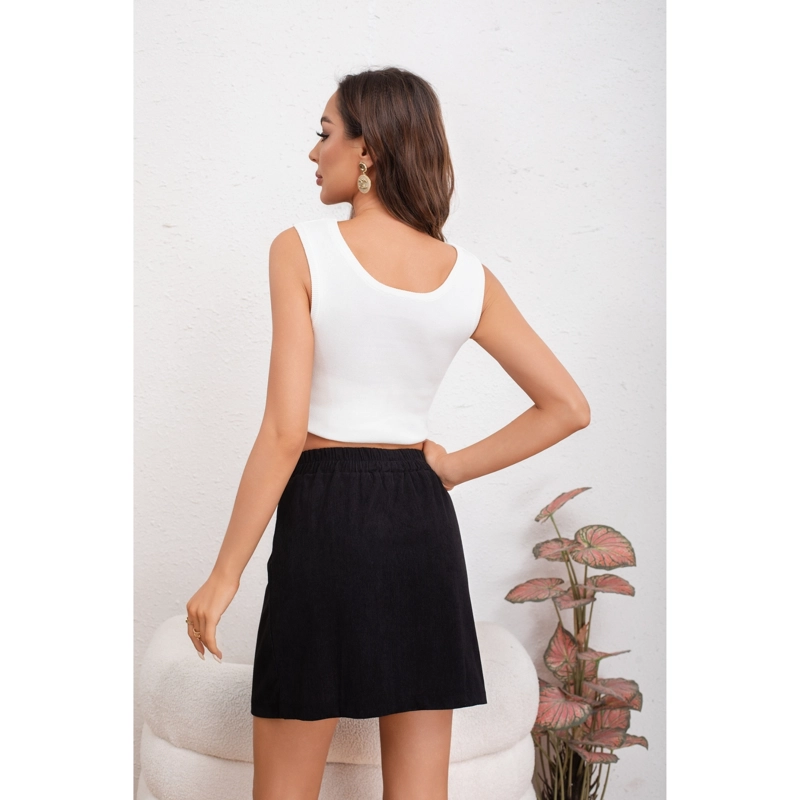 MINI FALDA CORTA MUJER COTELE ELASTICADA BROCHES TENDENCIA 0121 - 4