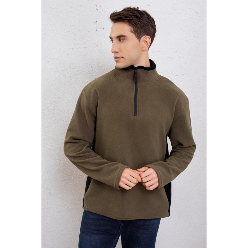 POLERON POLAR HOMBRE ALGODON MANGA LARGA MEDIO CIERRE INVIERNO 7631 - 1