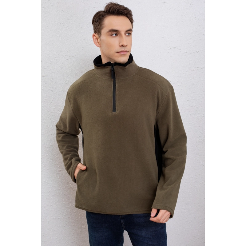 POLERON POLAR HOMBRE ALGODON MANGA LARGA MEDIO CIERRE INVIERNO 7631 - 2