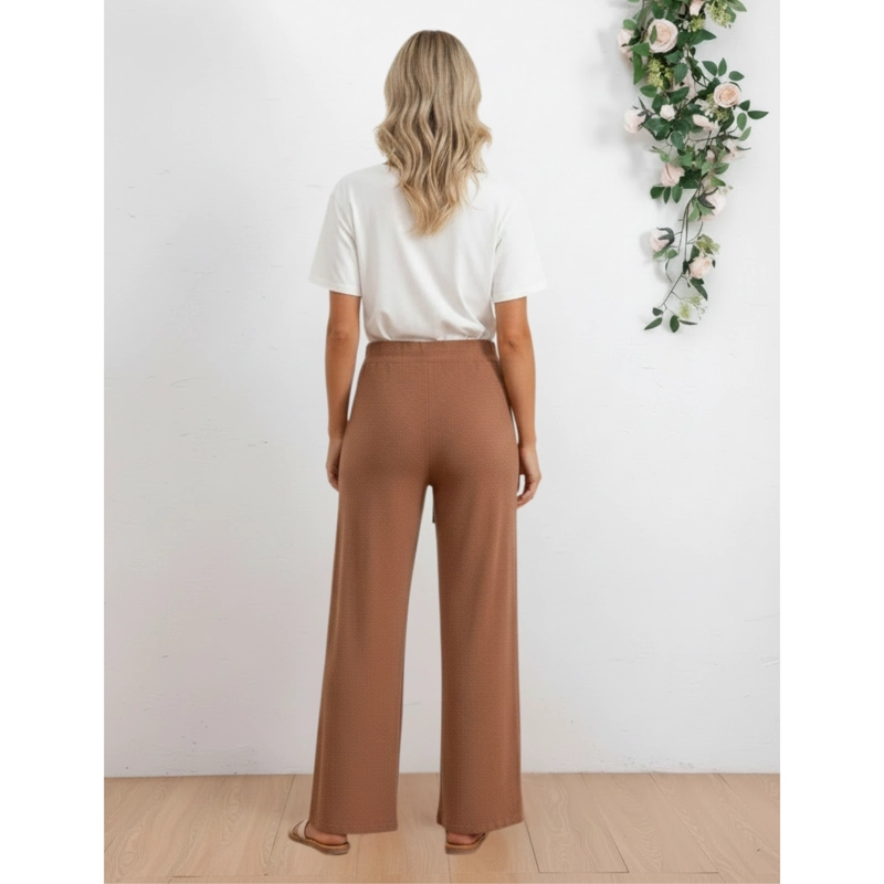 PANTALON ANCHO MUJER TIPO CALZA LANILLA TIRO ALTO FULL ELASTICADO 5109 - 3