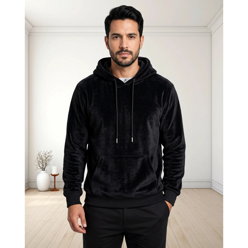 SWEATER GRUESO HOMBRE TIPO CANGURO FORRO PLUSH CON GORRO COLORES 5010 - 1