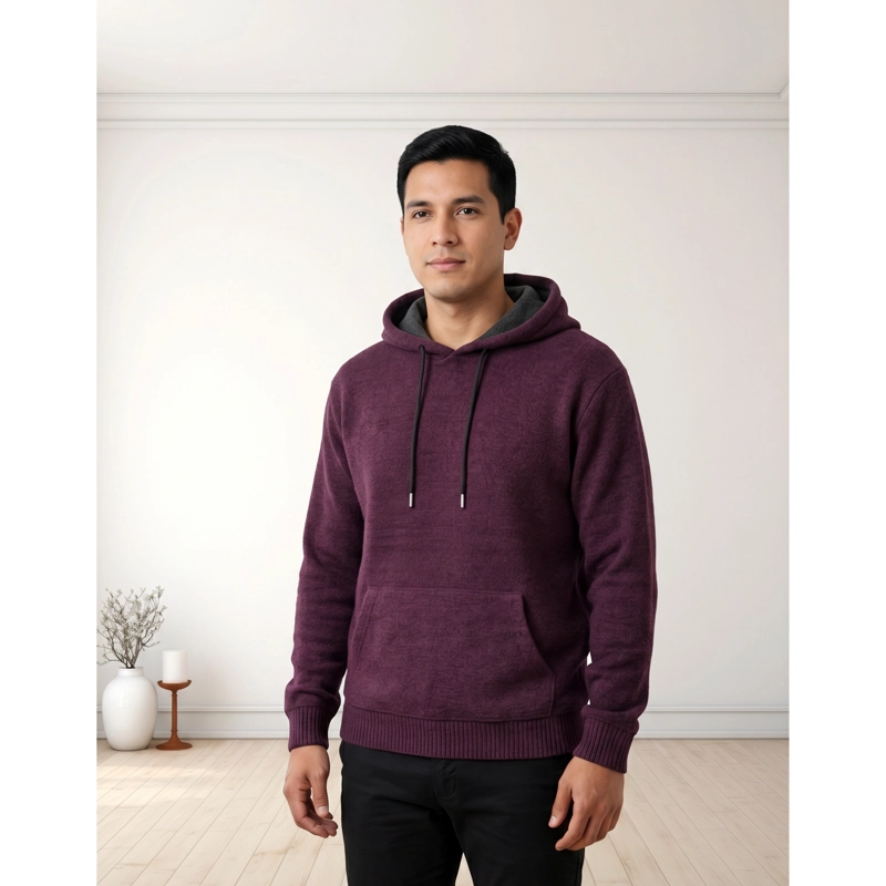 SWEATER GRUESO HOMBRE TIPO CANGURO FORRO PLUSH CON GORRO COLORES 5010 - 1