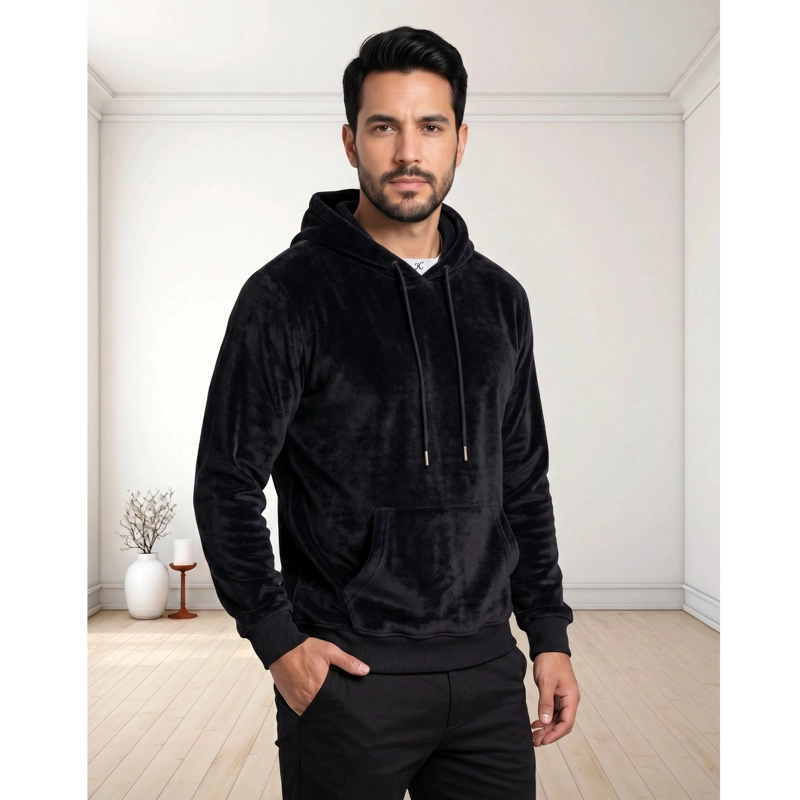 SWEATER GRUESO HOMBRE TIPO CANGURO FORRO PLUSH CON GORRO COLORES 5010 - 2