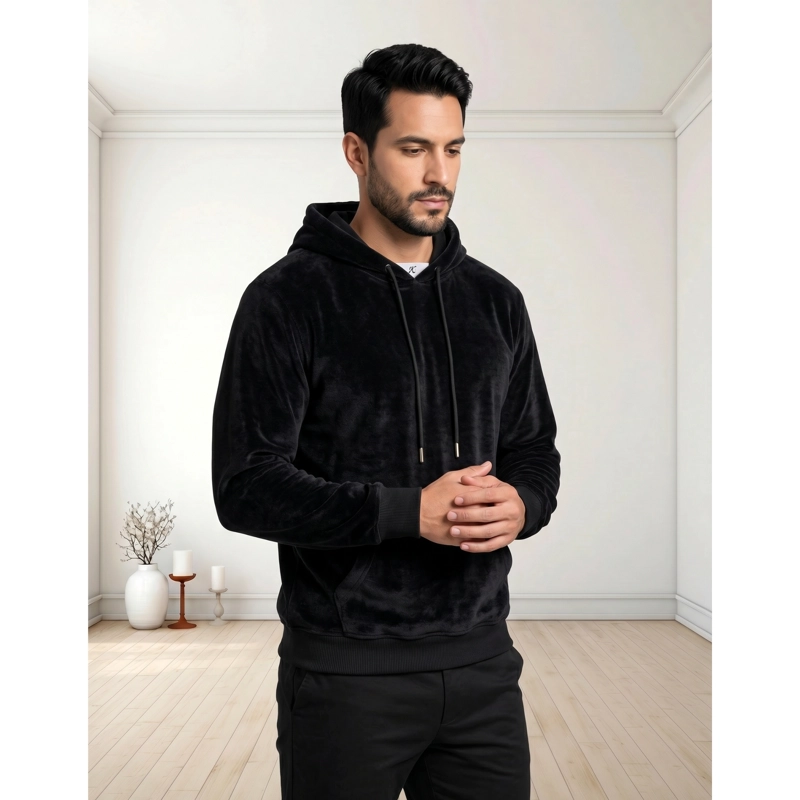SWEATER GRUESO HOMBRE TIPO CANGURO FORRO PLUSH CON GORRO COLORES 5010 - 3