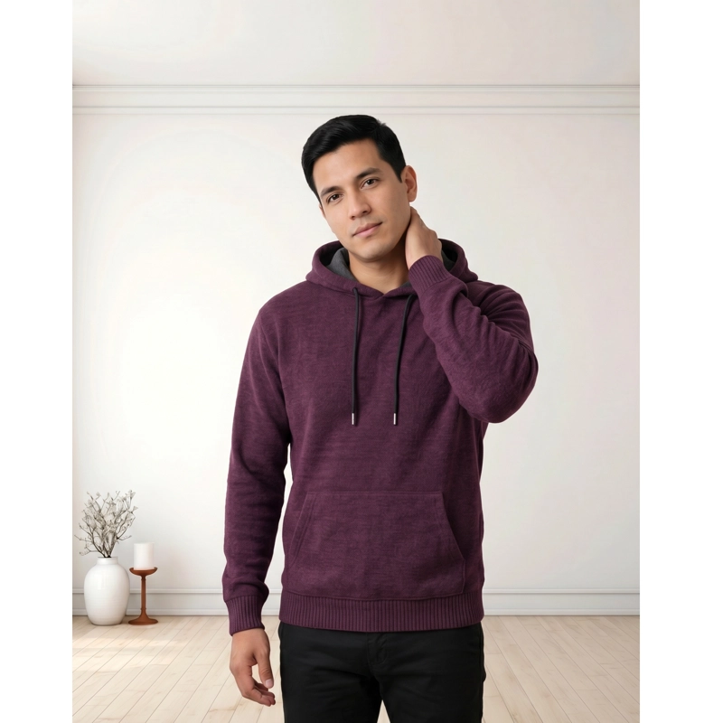 SWEATER GRUESO HOMBRE TIPO CANGURO FORRO PLUSH CON GORRO COLORES 5010 - 3