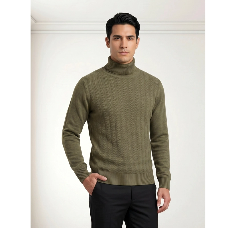 SWEATER TEJIDO HOMBRE DISEÑO CUELLO SUBIDO BEATLE 7258 - 1