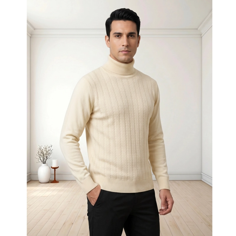 SWEATER TEJIDO HOMBRE DISEÑO CUELLO SUBIDO BEATLE 7258 - 1