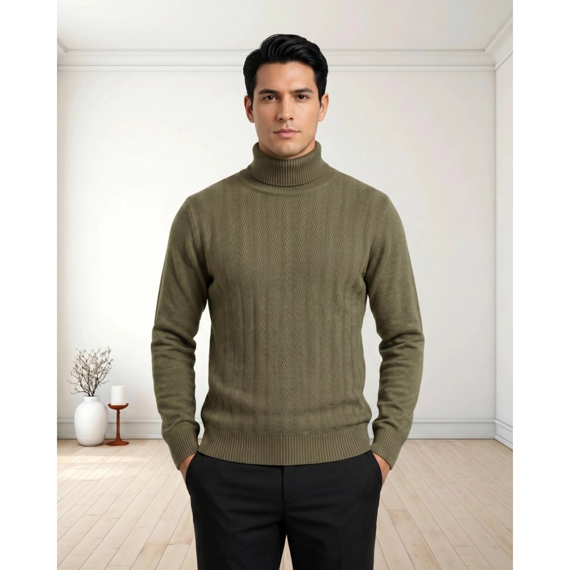 SWEATER TEJIDO HOMBRE DISEÑO CUELLO SUBIDO BEATLE 7258 - 2