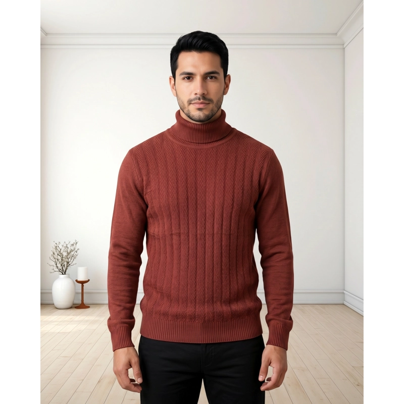 SWEATER TEJIDO HOMBRE DISEÑO CUELLO SUBIDO BEATLE 7258 - 2