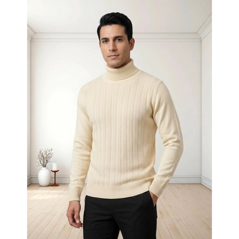 SWEATER TEJIDO HOMBRE DISEÑO CUELLO SUBIDO BEATLE 7258 - 2