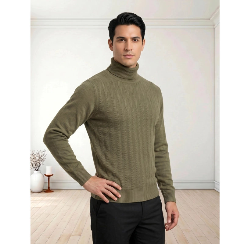 SWEATER TEJIDO HOMBRE DISEÑO CUELLO SUBIDO BEATLE 7258 - 3