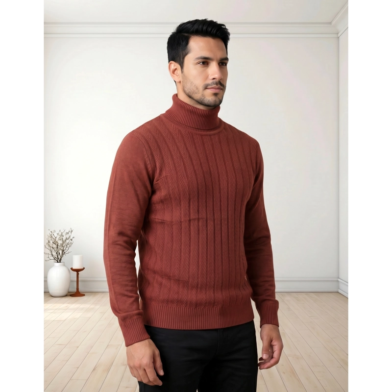 SWEATER TEJIDO HOMBRE DISEÑO CUELLO SUBIDO BEATLE 7258 - 3