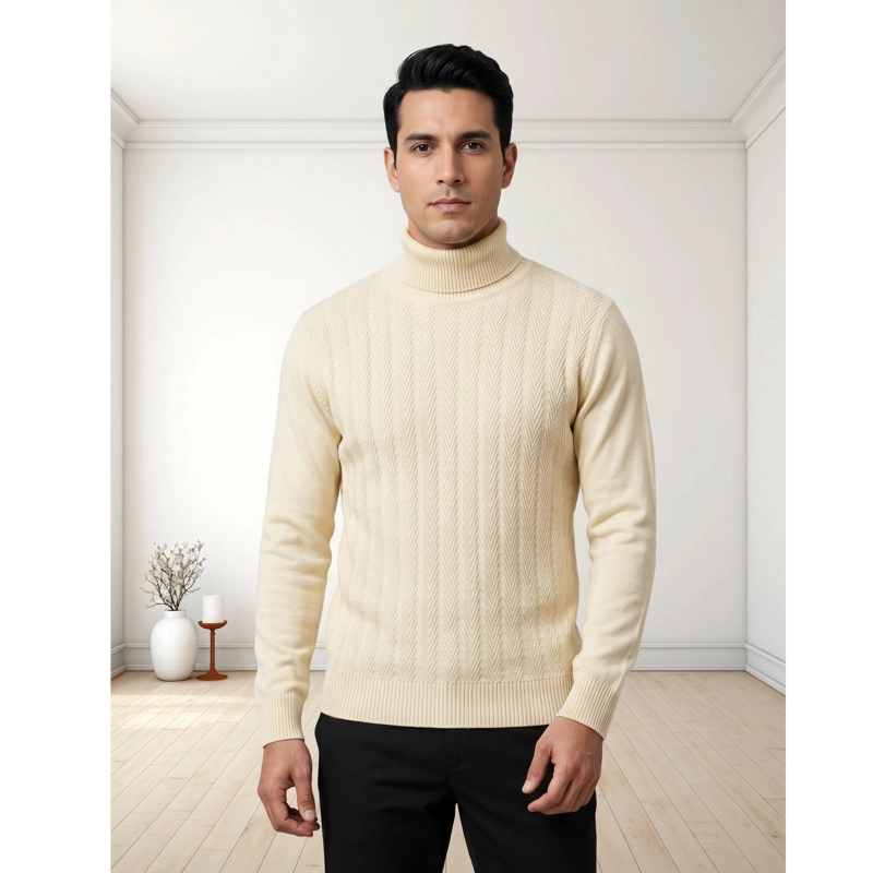 SWEATER TEJIDO HOMBRE DISEÑO CUELLO SUBIDO BEATLE 7258 - 3