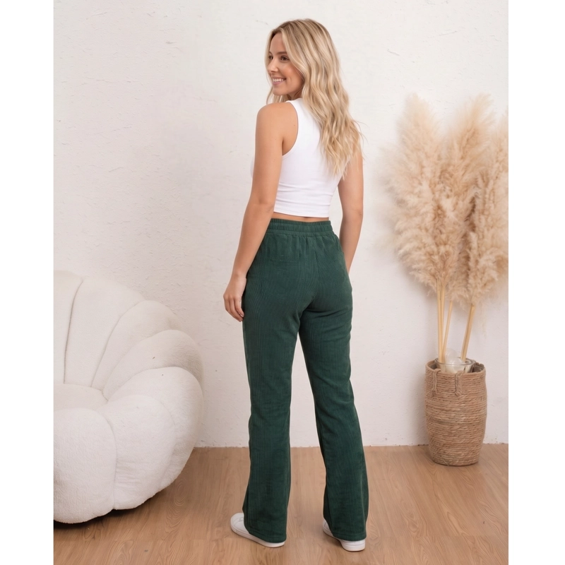 PANTALON CALZA FLARE ACANALADO MUJER FORRO PIEL BOLSILLOS TIRO ALTO 8962 - 3