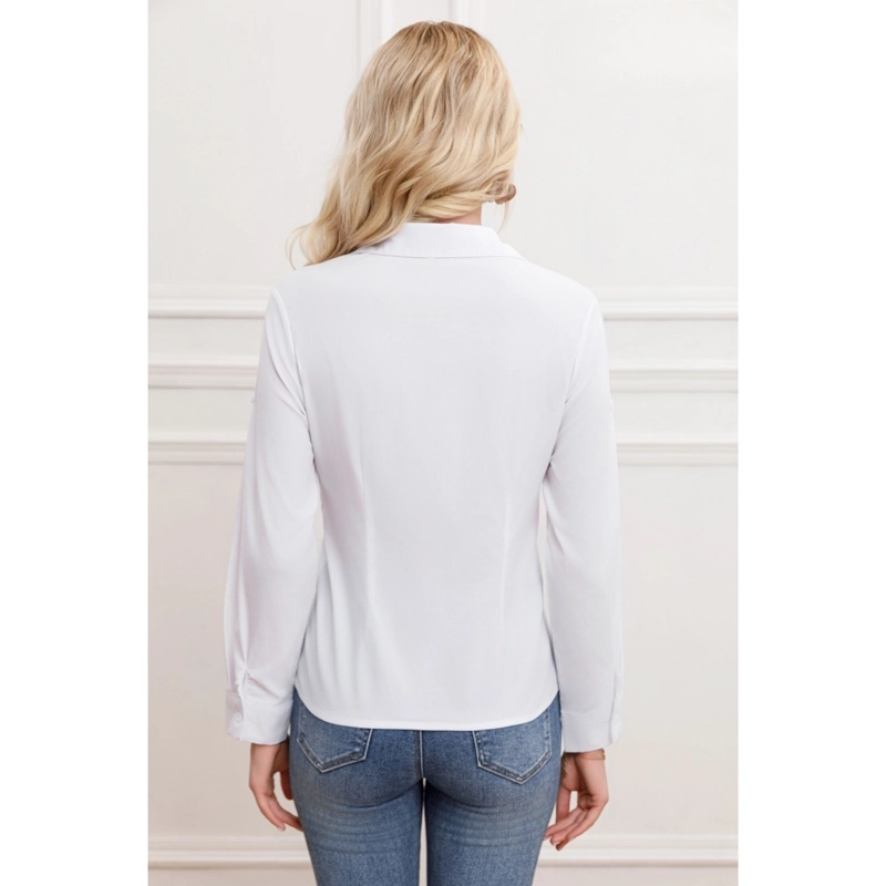 BLUSA MUJER MANGA LARGA LISA BOTONES FORMAL FULL ELASTICADA 0081 - 3