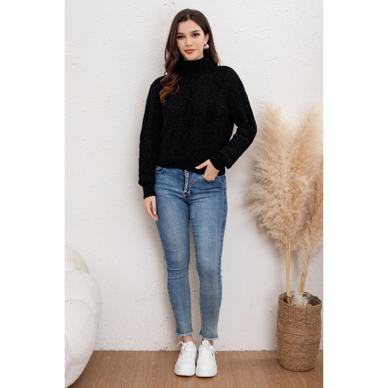 SWEATER MUJER ALGODON CUELLO BEATLE CHENILLE TEJIDO OTOÑO INVIERNO 6002 - 1