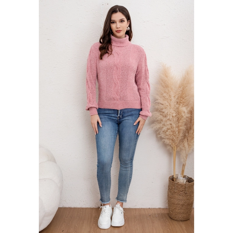 SWEATER MUJER ALGODON CUELLO BEATLE CHENILLE TEJIDO OTOÑO INVIERNO 6002 - 2