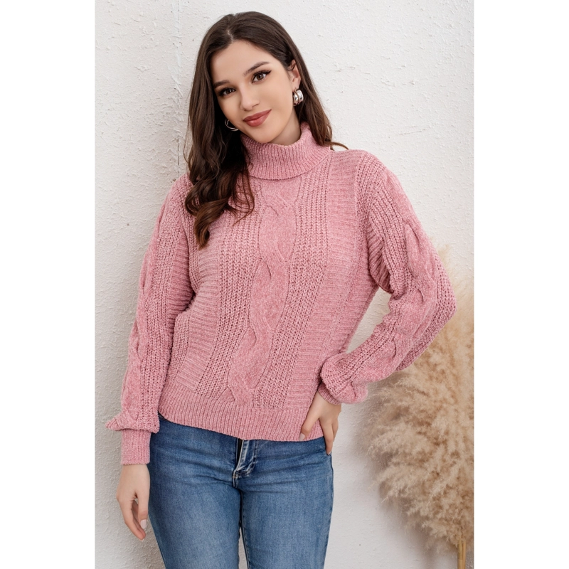 SWEATER MUJER ALGODON CUELLO BEATLE CHENILLE TEJIDO OTOÑO INVIERNO 6002 - 3