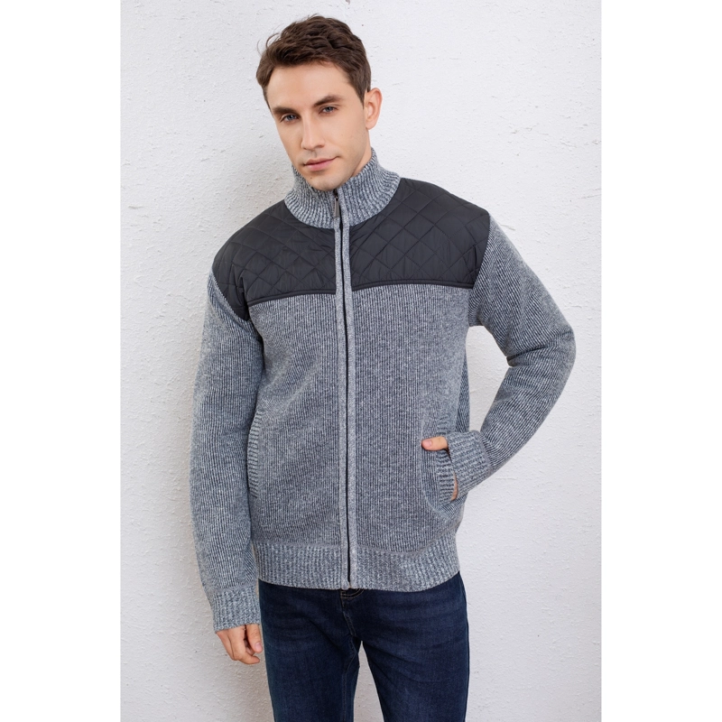 CHAQUETA SWEATER HOMBRE ALGODON CUELLO SUBIDO FORRO PIEL BOLSILLOS CIERRE 7272 - 3