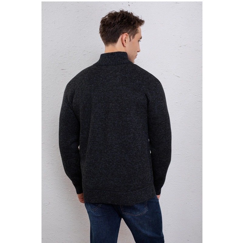 CHAQUETA SWEATER HOMBRE ALGODON CUELLO SUBIDO FORRO PIEL BOLSILLOS CIERRE 7272 - 4