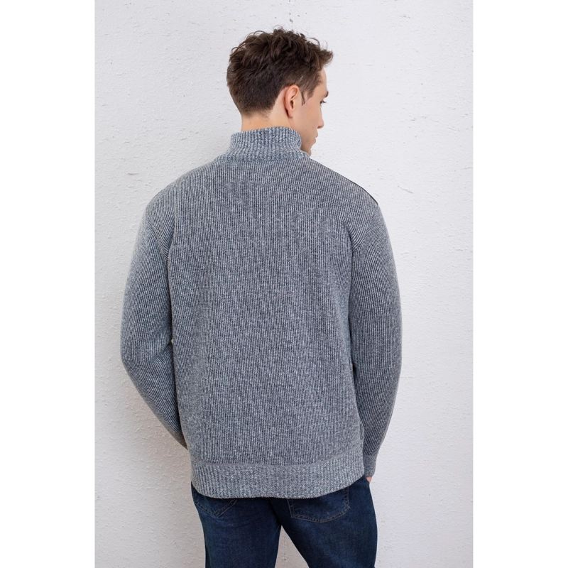 CHAQUETA SWEATER HOMBRE ALGODON CUELLO SUBIDO FORRO PIEL BOLSILLOS CIERRE 7272 - 4